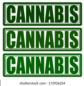 Stamp with word cannabis inside, vector illustration