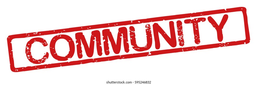 Stamp with word "community", grunge style, on white background