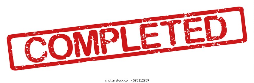 Stamp with word "completed", grunge style, on white background