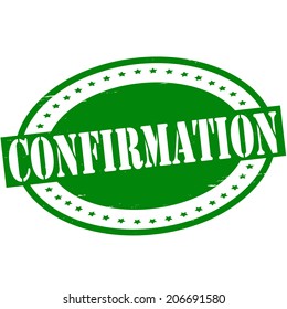 Stamp with word confirmation inside, vector illustration