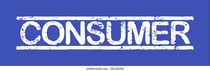 Stamp with word "consumer", grunge style, white text on blue indigo background