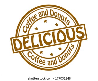 Stamp with word delicious inside,vector illustration