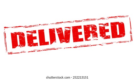 Stamp with word delivered inside, vector illustration
