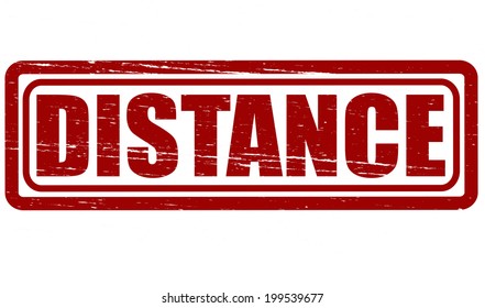 Stamp with word distance inside, vector illustration
