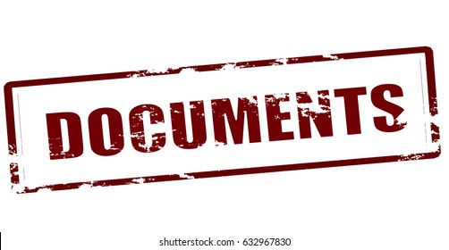 Stamp with word documents inside, vector illustration