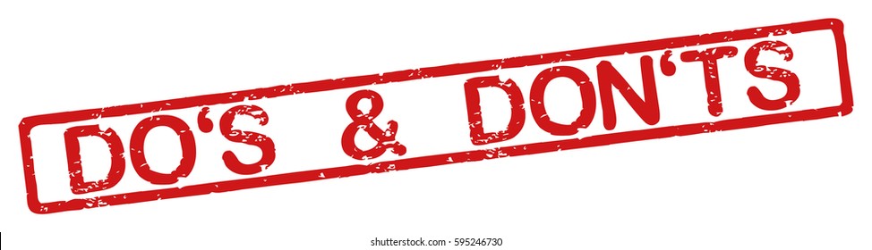 Stamp with word "do's and don'ts", grunge style, on white background