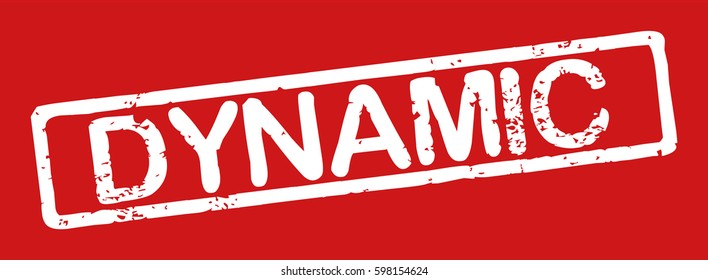 Stamp with word "dynamic", grunge style, white text on red background