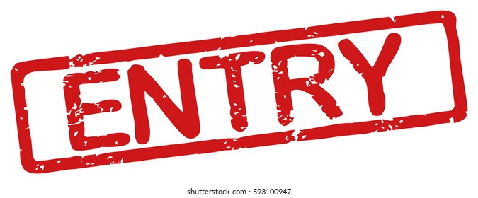 Stamp with word "entry", grunge style, on white background