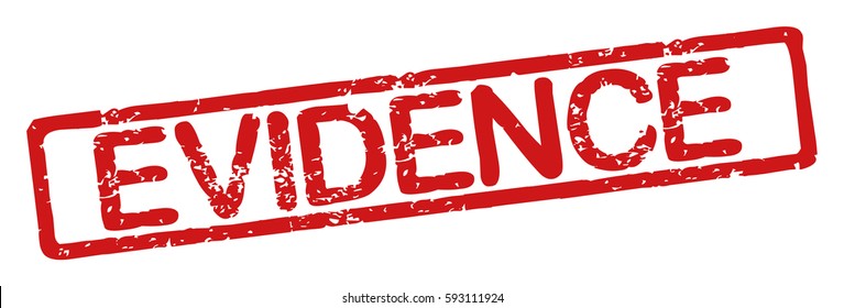 Stamp with word "evidence", grunge style, on white background