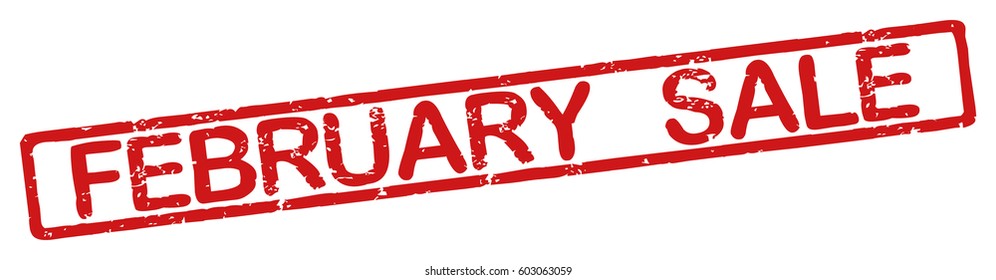 Stamp with word "february sale", grunge style, on white background