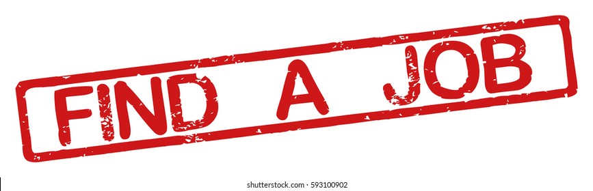 Stamp with word "find a job", grunge style, on white background