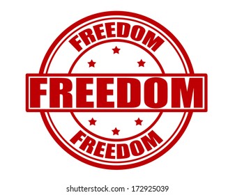 Stamp with word freedom inside, vector illustration