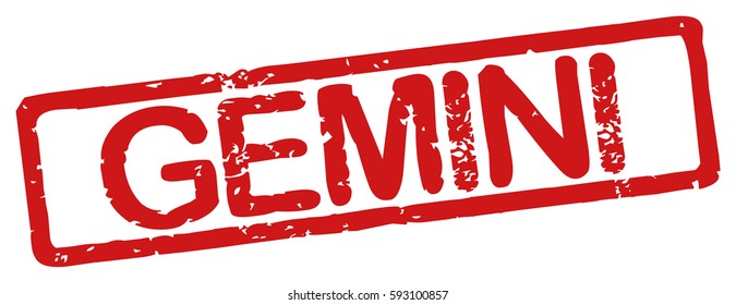 Stamp with word "gemini", grunge style, on white background