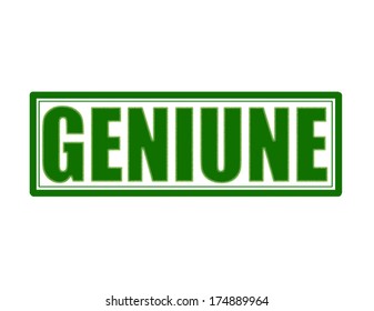 Stamp with word genuine inside, vector illustration