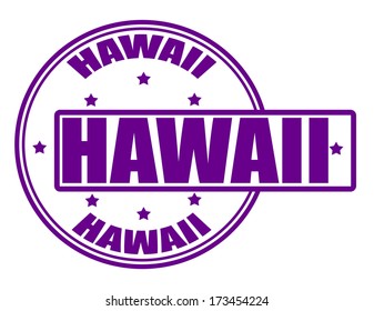 Stamp with word Hawaii inside, vector illustration