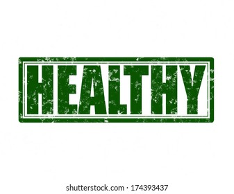Stamp with word healthy inside, vector illustration