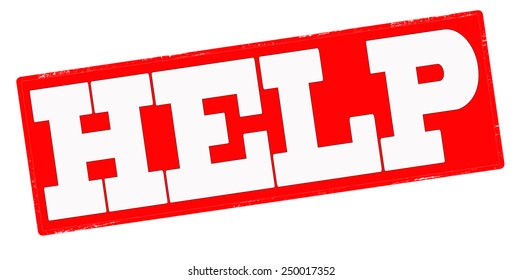 Stamp with word help inside, vector illustration