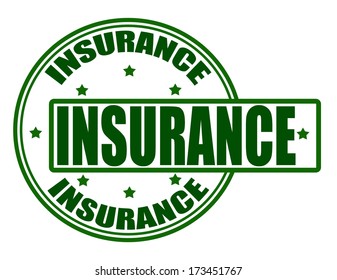 Stamp with word insurance inside, vector illustration