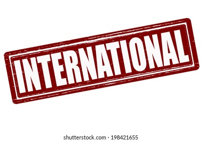 Stamp with word International inside, vector illustration