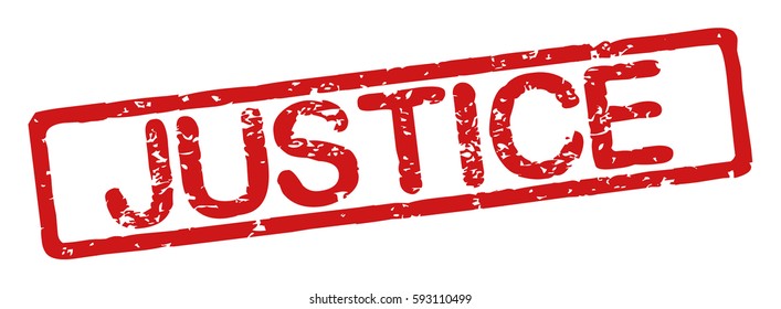 Stamp with word "justice", grunge style, on white background