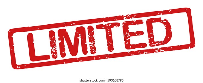 Stamp with word "limited", grunge style, on white background