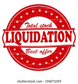 Stamp with word liquidation inside, vector illustration