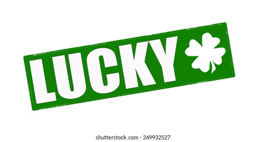 Stamp with word lucky inside, vector illustration