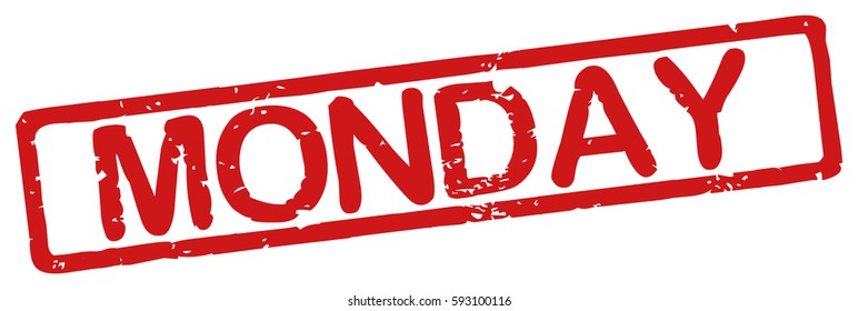 Stamp with word "monday", grunge style, on white background