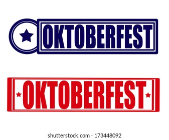 Stamp with word Oktoberfest inside, vector illustration