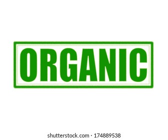 Stamp with word organic inside, vector illustration