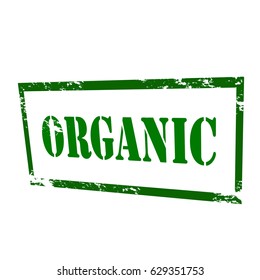 Stamp with word organic inside, vector illustration