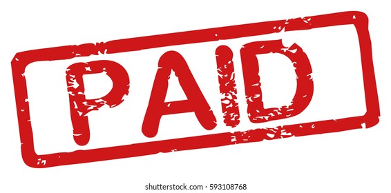 Stamp with word "paid", grunge style, on white background