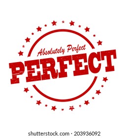 Stamp with word perfect inside, vector illustration