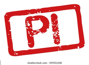 Stamp with word "pi", grunge style, on white background 