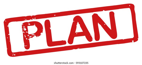 Stamp with word "plan", grunge style, on white background