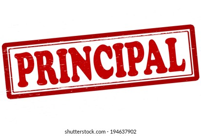 Stamp with word principal inside, vector illustration