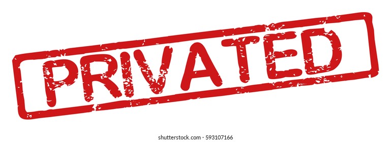 Stamp with word "privated", grunge style, on white background