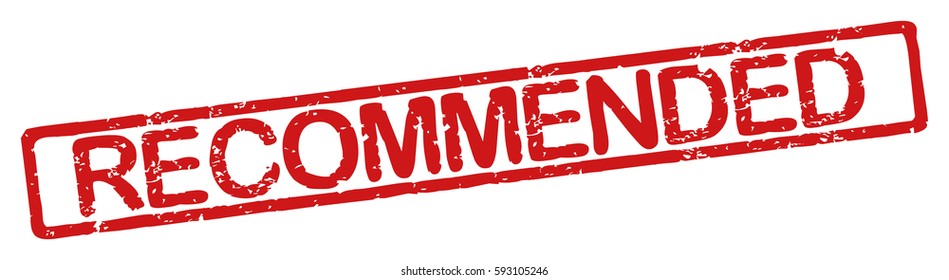 Stamp with word "recommended", grunge style, on white background