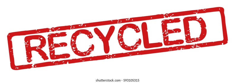 Stamp with word "recycled", grunge style, on white background