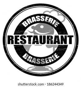 Stamp with word restaurant inside, vector illustration