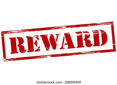 Stamp with word reward inside, vector illustration