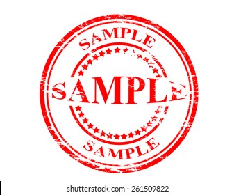 Stamp with word sample inside, vector illustration