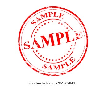 Stamp with word sample inside, vector illustration