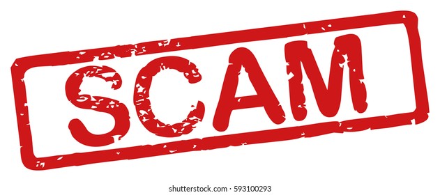 Stamp with word "scam", grunge style, on white background