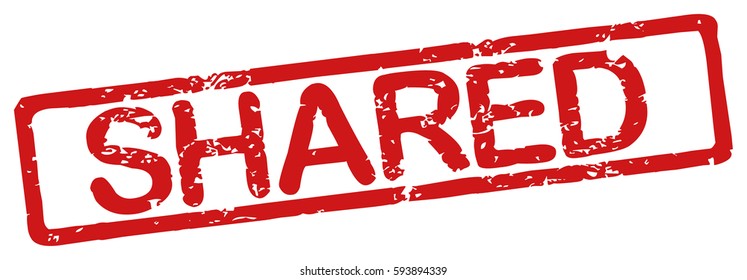 Stamp with word "shared", grunge style, on white background