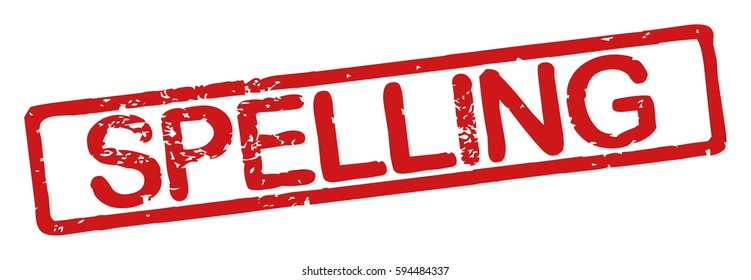 Stamp with word "spelling", grunge style, on white background