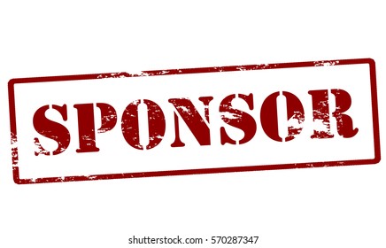 Stamp with word sponsor inside, vector illustration