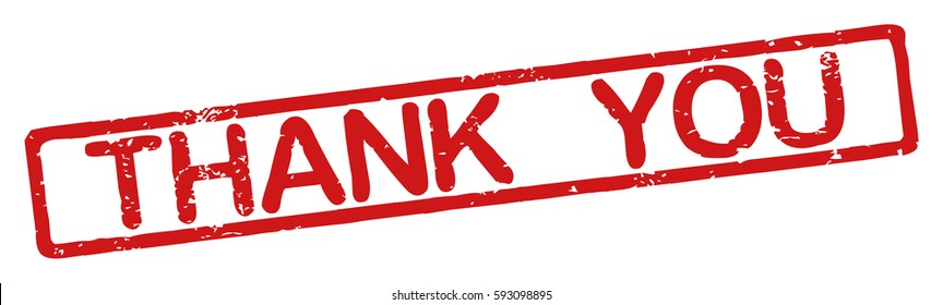 Stamp with word "thank you", grunge style, on white background