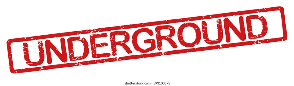 Stamp with word "underground", grunge style, on white background