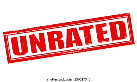 Stamp with word unrated inside, vector illustration